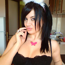 Rubin18 wearing bunny ears and black lingerie